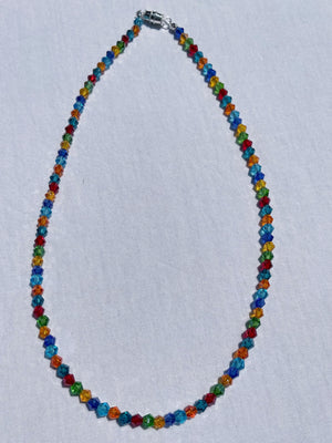 Handmade Rainbow Szech Glass Beaded Necklace