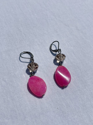 Vintage Pink Stone Drop Earrings
