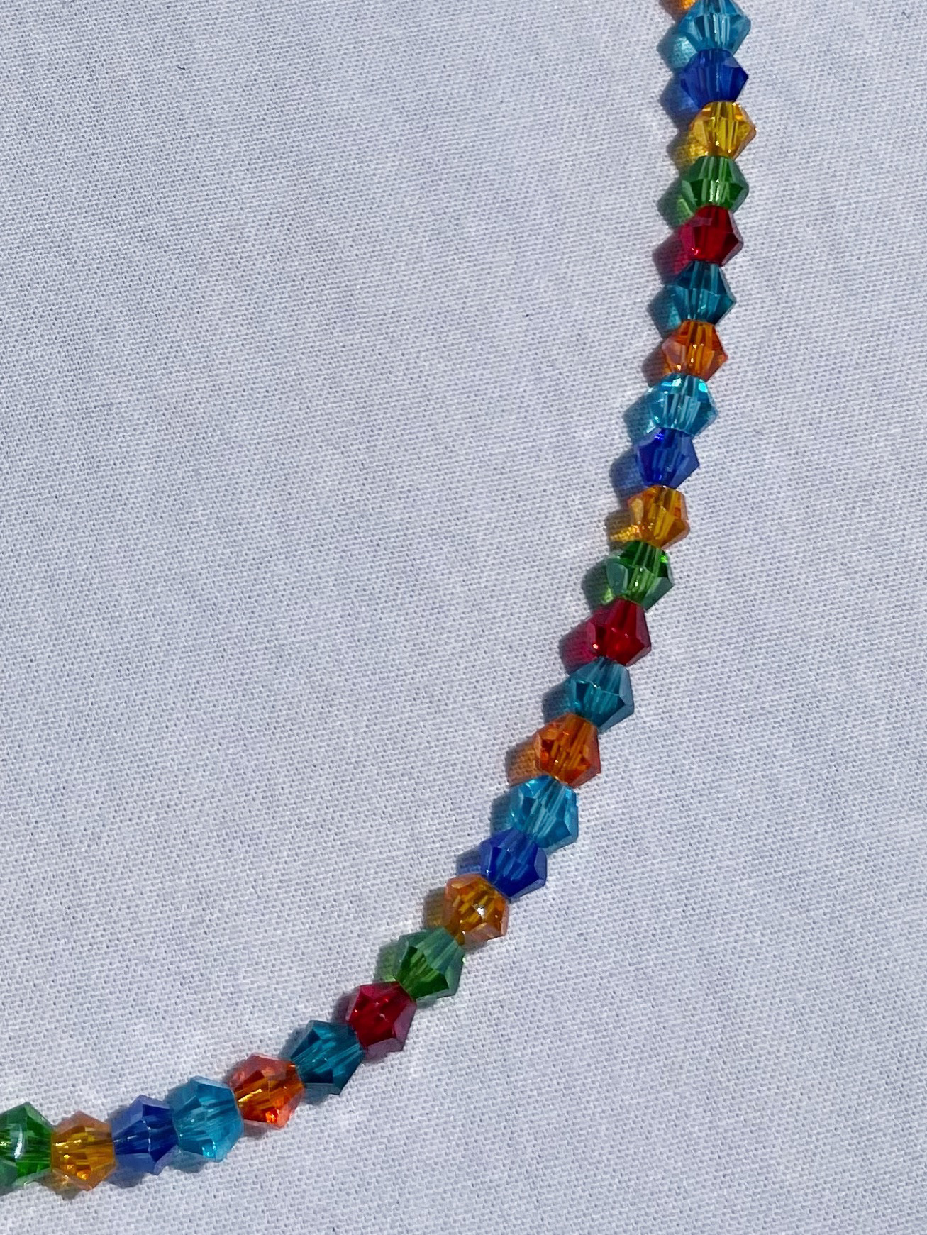 Handmade Rainbow Szech Glass Beaded Necklace