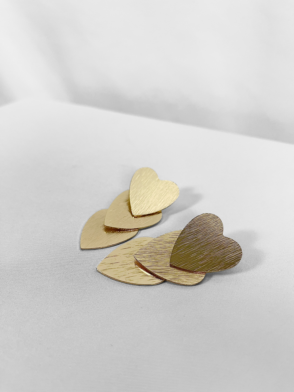 Vintage 3-Tiered Gold Heart Earrings